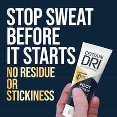 Applying Certain Dri foot lotion on feet demonstrates fast absorption.