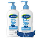 Cetaphil Baby Wash & Shampoo bottle showing gentle, soap-free formula for delicate skin.