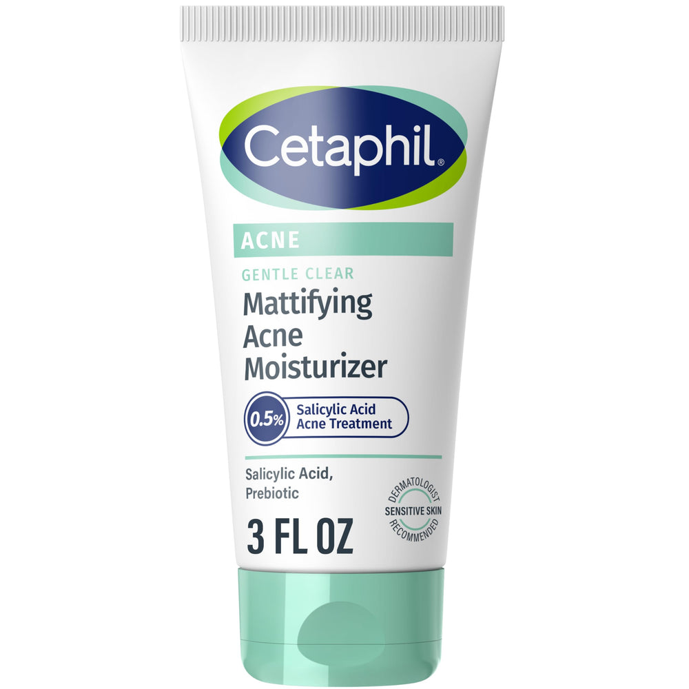 Cetaphil Gentle Clear Mattifying Acne Moisturizer bottle front view with matte finish.