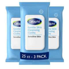 Cetaphil Gentle Skin Cleansing Cloths pack opening for quick on-the-go cleansing.