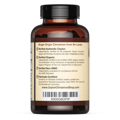 Ceylon Cinnamon Shop USDA Organic seal on packaging communicates certified purity.