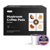 Chaism mushroom coffee pods in dark roast packaging deliver bold, focused energy.