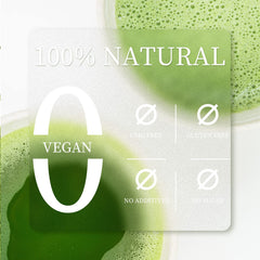 Chaism emerald-green matcha powder under bright lighting.