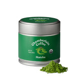 Chamberlain Coffee ceremonial matcha tin closeup showing authentic quality for traditional tea