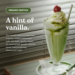Whisking Chamberlain Vanilla Matcha for a creamy, frothy latte