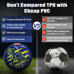 Champhox Size 3 soccer ball includes pump for quick setup.