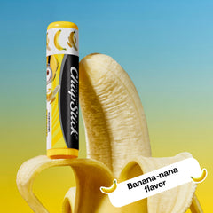 ChapStick Banana-berry flavor lip balm delivers fruity aroma with smooth moisture.