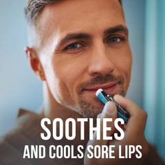 Closeup of ChapStick Classic Medicated Lip Balm Tube, highlighting camphor and menthol cooling sensation.