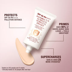 Charlotte Tilbury Invisible UV Flawless Primer on skin swatch demonstrates pore-blurring effect.