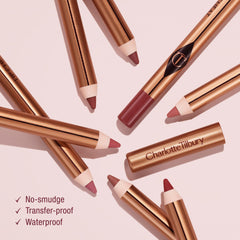 Charlotte Tilbury Lip Cheat application shot shows creamy texture for comfortable lining.