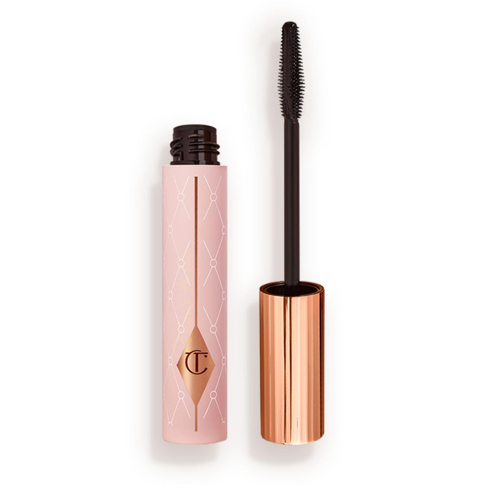 Charlotte Tilbury Pillow Talk Push Up Lashes Mascara close-up brush showing lifted volume.
