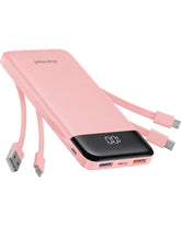Charmast built-in cables power bank shown for easy charging on the go.