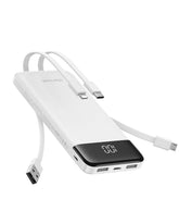 Charmast portable charger front view with built in cables for on the go charging