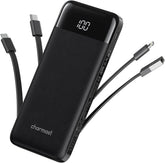 Charmast portable charger built-in cables for convenient on-the-go charging.