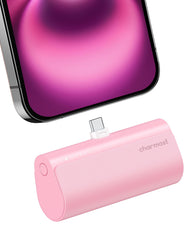 Charmast portable charger with built-in USB-C for on the go iPhone charging