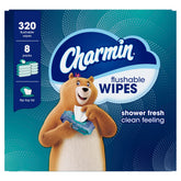 Charmin Flushable Wipes 8-pack, 40 sheets each, convenient daily cleanups.