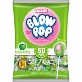 Charms Blow Pops Sour Apple shell with tangy flavor and bubble gum center