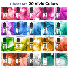 CHEAPART alcohol ink 24-color set demonstrates precise drop control for detailed work