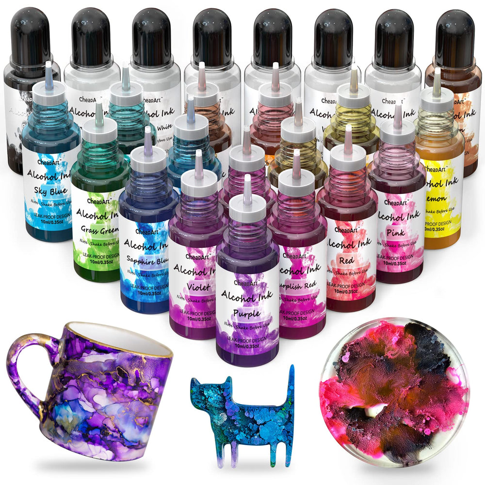 CHEAPART alcohol ink 24-color set with vibrant pigments for resin art projects