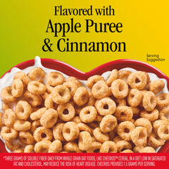 Cheerios Apple Cinnamon cereal with milk showcases wholesome oat goodness.