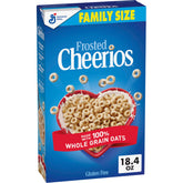 Cheerios Frosted bowl with milk showing crunchy whole grain oats and fiber.