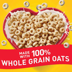 Closeup of Cheerios Frosted oats, highlighting 21g whole grain per serving.