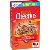 Cheerios Fruity Os in a bowl showcasing colorful shapes and whole grain oats.
