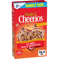 Cheerios Fruity Os in a bowl showcasing colorful shapes and whole grain oats.