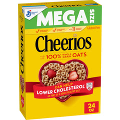 Cheerios Heart Shapes affirmations box, 24 oz, adds daily encouragement to breakfast.