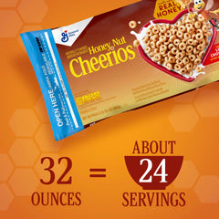 Closeup of Cheerios Honey Nut cereal spoonful with honey and almond flavors