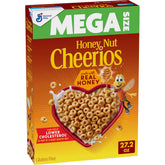 Cheerios Honey Nut Heart Shapes box with affirmations for a cheerful gluten-free breakfast.
