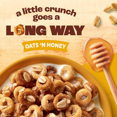 Cheerios Oat Crunch Oats N Honey pour emphasizes the oats and honey flavor