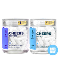 Cheers R&R Combo bottle front with clear label for easy after drinking support