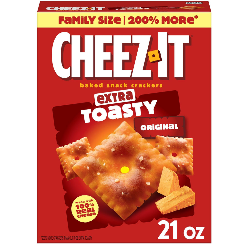Cheez-It Extra Toasty cracker with a crisp bite for savory snacking.