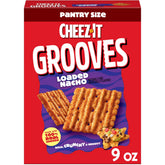 Cheez-It Grooves Loaded Nacho crackers with bold ridges and cheese, perfect for quick bites