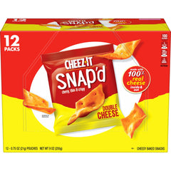 Cheez-It Snap'd Double Cheese box front shows bold flavor for quick snacking.