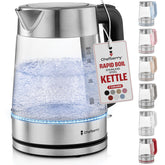 Chefberry electric kettle overview in the kitchen showing plastic-free water paths