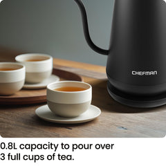 Chefman gooseneck kettle cordless pour for easy transfer to mug