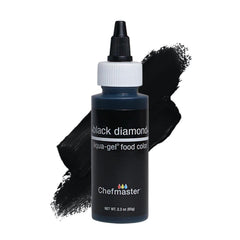 Chefmaster Black Diamond Liqua-Gel bottle pours vibrant icing color for bold decorations.