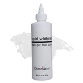 Chefmaster Liqua-Gel bottle drops for precise white color in royal icing.