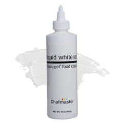 Chefmaster Liqua-Gel bottle drops for precise white color in royal icing.