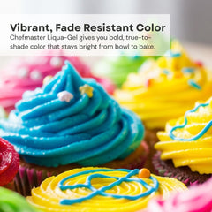 Icing application with Royal Blue Liqua-Gel for bold frosting.