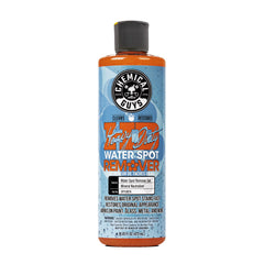 Chemical Guys Heavy Duty Water Spot Remover Gel on paint removes mineral deposits for a smooth finish.
