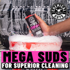 Mr. Pink thick foam action encapsulates dirt for smoother bucket washes.