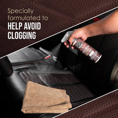 Chemical Guys VentRight applying with microfiber demonstrates safe, even distribution on perforated panels.