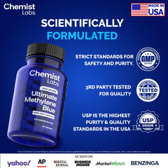 Chemist Labs Methylene Blue Capsules with third-party purity seal for trusted quality.