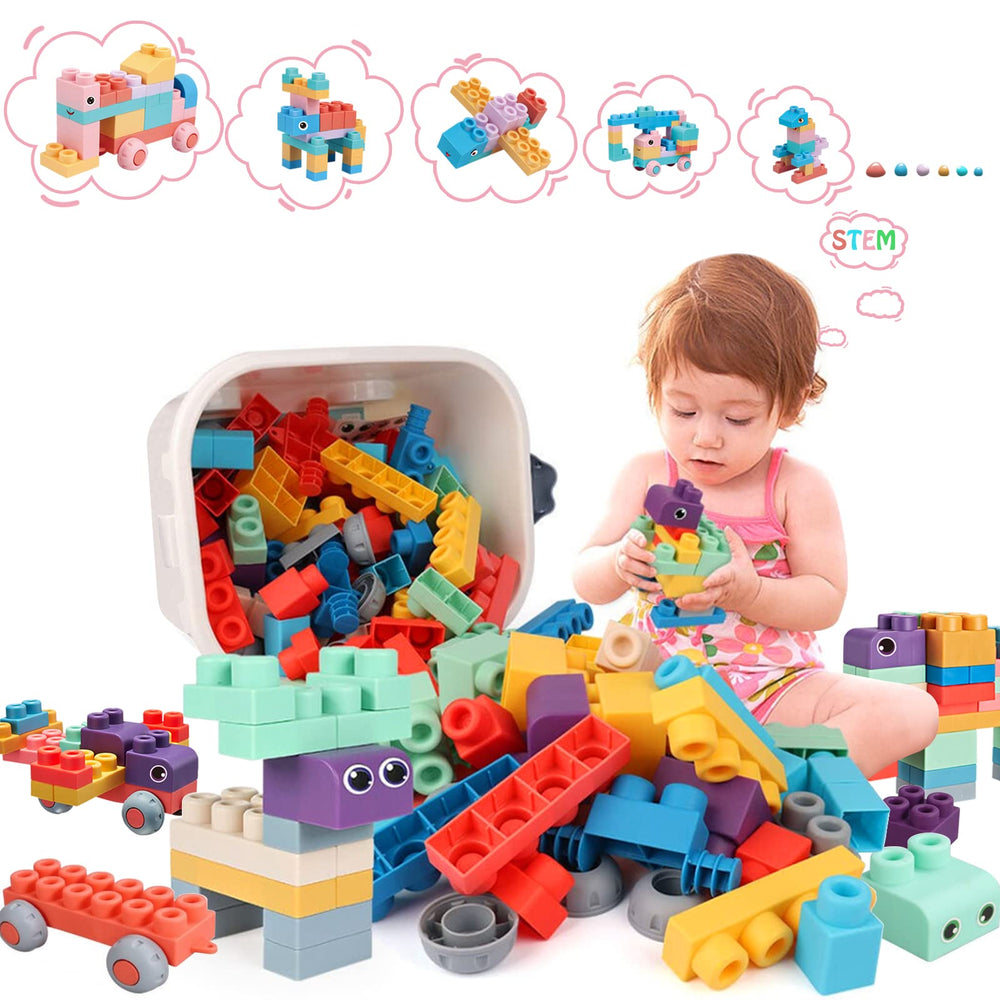 Chenxuanbro 78-piece STEM blocks for toddler play promote exploration and creativity.