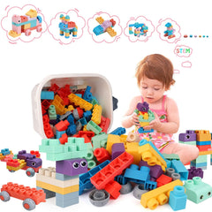 Chenxuanbro 78-piece STEM blocks for toddler play promote exploration and creativity.