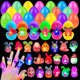 Cherislpy Easter egg 24-pack with 3D light-up rings for kids' glow-in-the-dark hunts