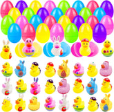 Cherislpy Easter eggs with bunny duckies in a colorful collection for egg hunts